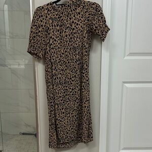 By Anthropologie Leopard Print Midi Dress